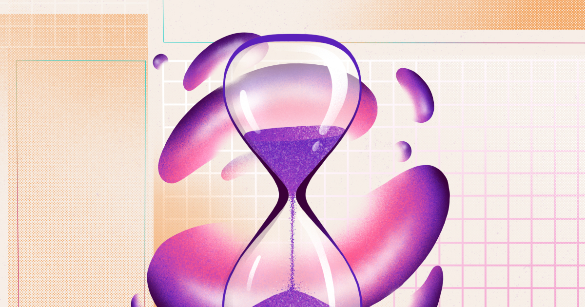 Hourglass with purple sand