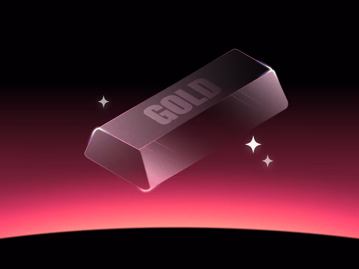 Cartoon gold bar against pink and black background