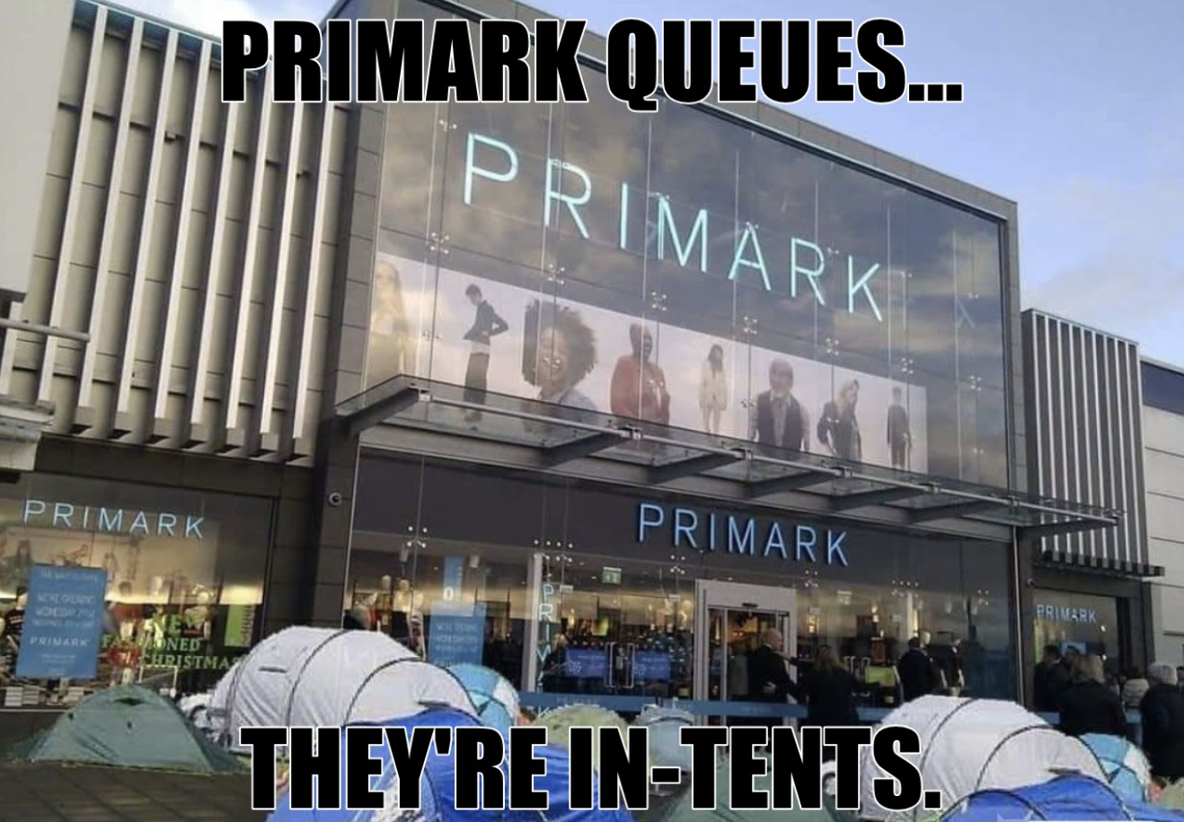 Primark queue lineup meme Freetrade