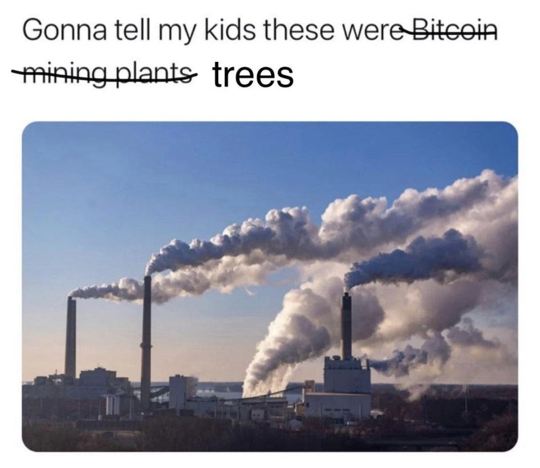 Bitcoin cryptocurrency pollution meme