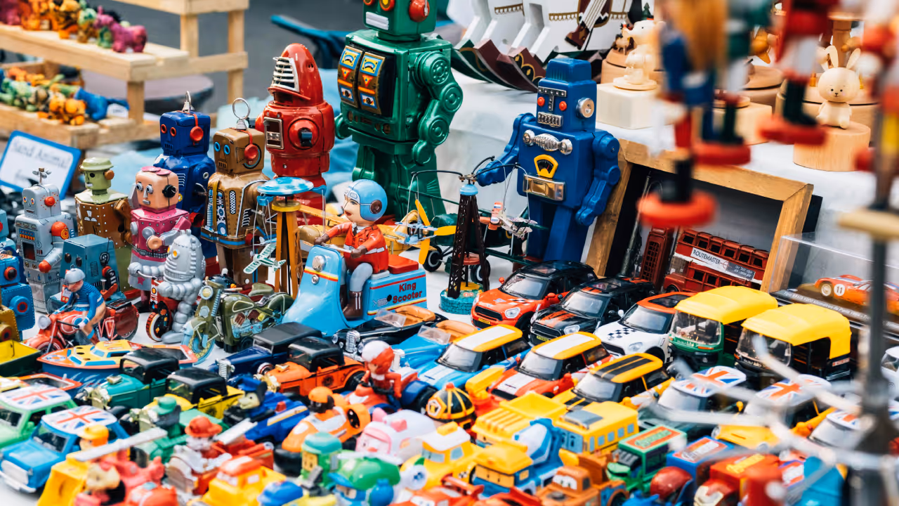 Rows and rows of vintage toys