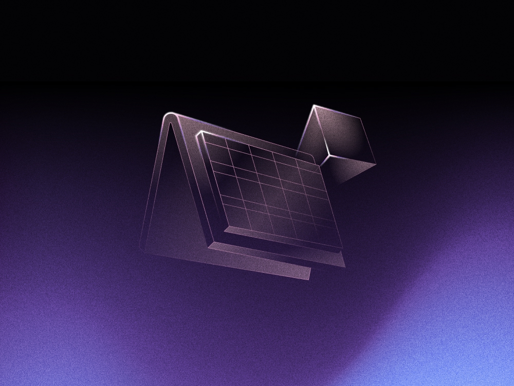 Stylised calendar against black and purple background