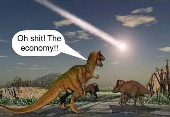 Dinosaur meteor lockdown meme