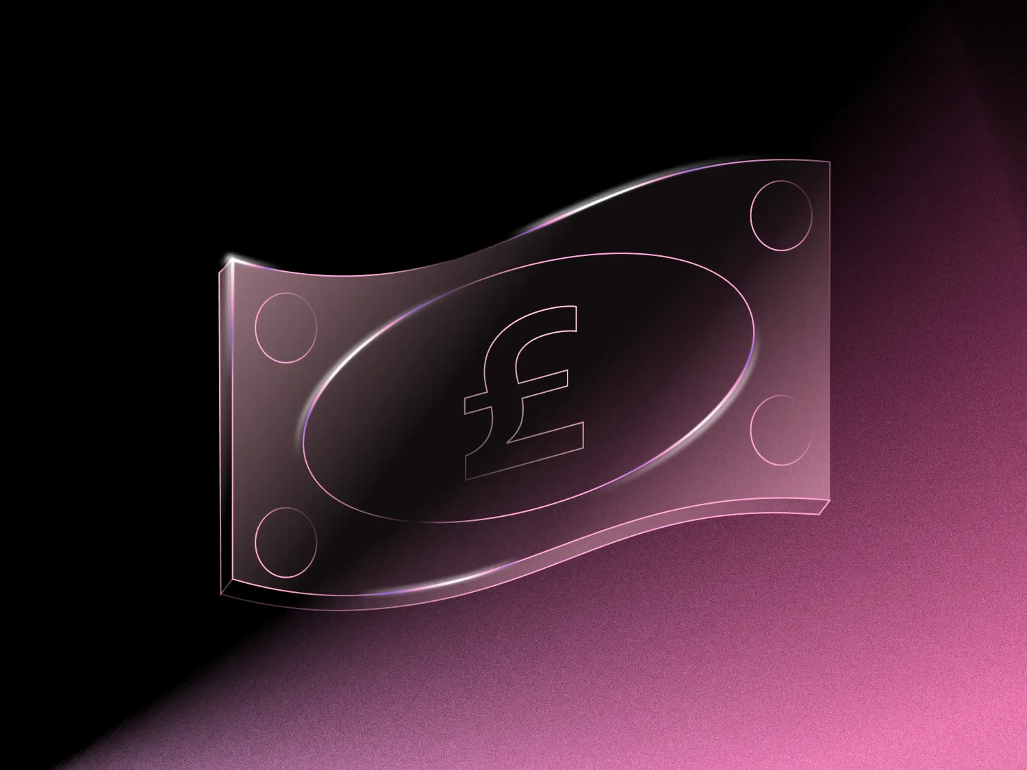 stylised pound note on pink and black background