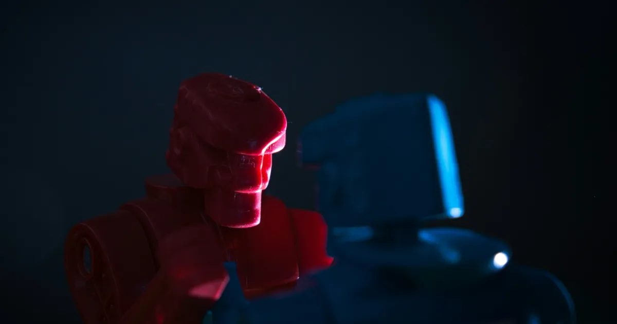 Two rock em sock em robots square off