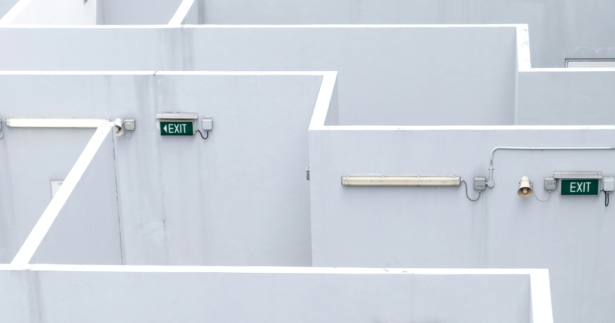 Maze of exit signs