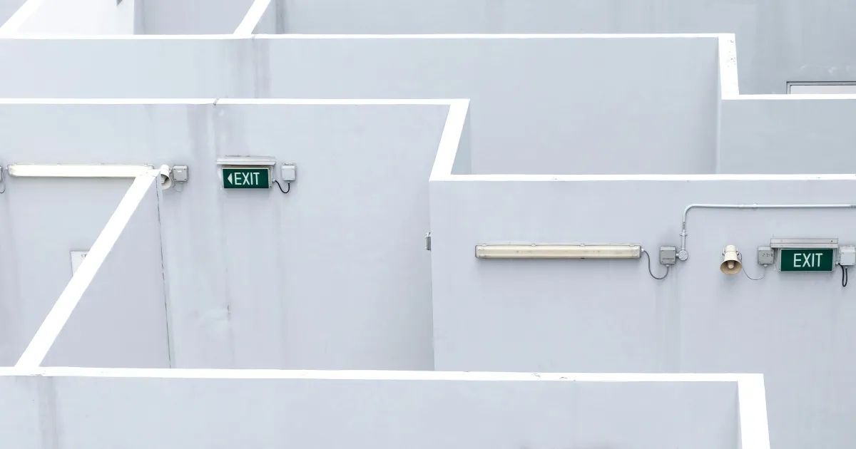 Maze of exit signs
