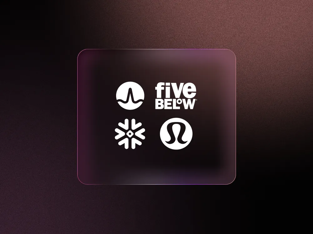 Broadcom, Snowflake, Five Below, and Lululemon logos against black and purple backdrop