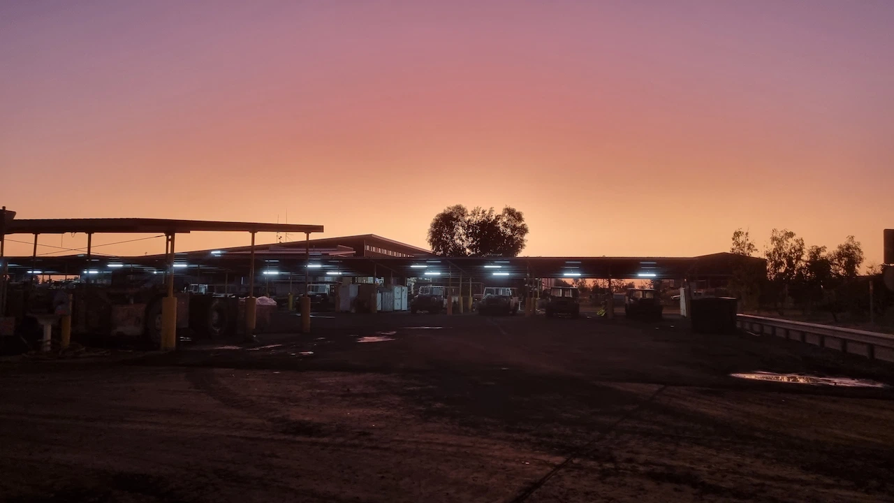Mining site at sunrise
