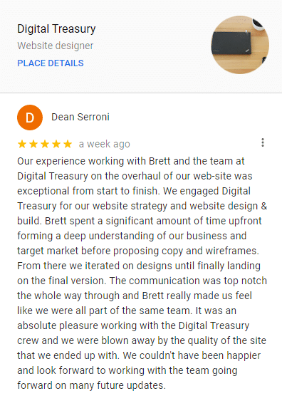 Example reply to a positive Google review