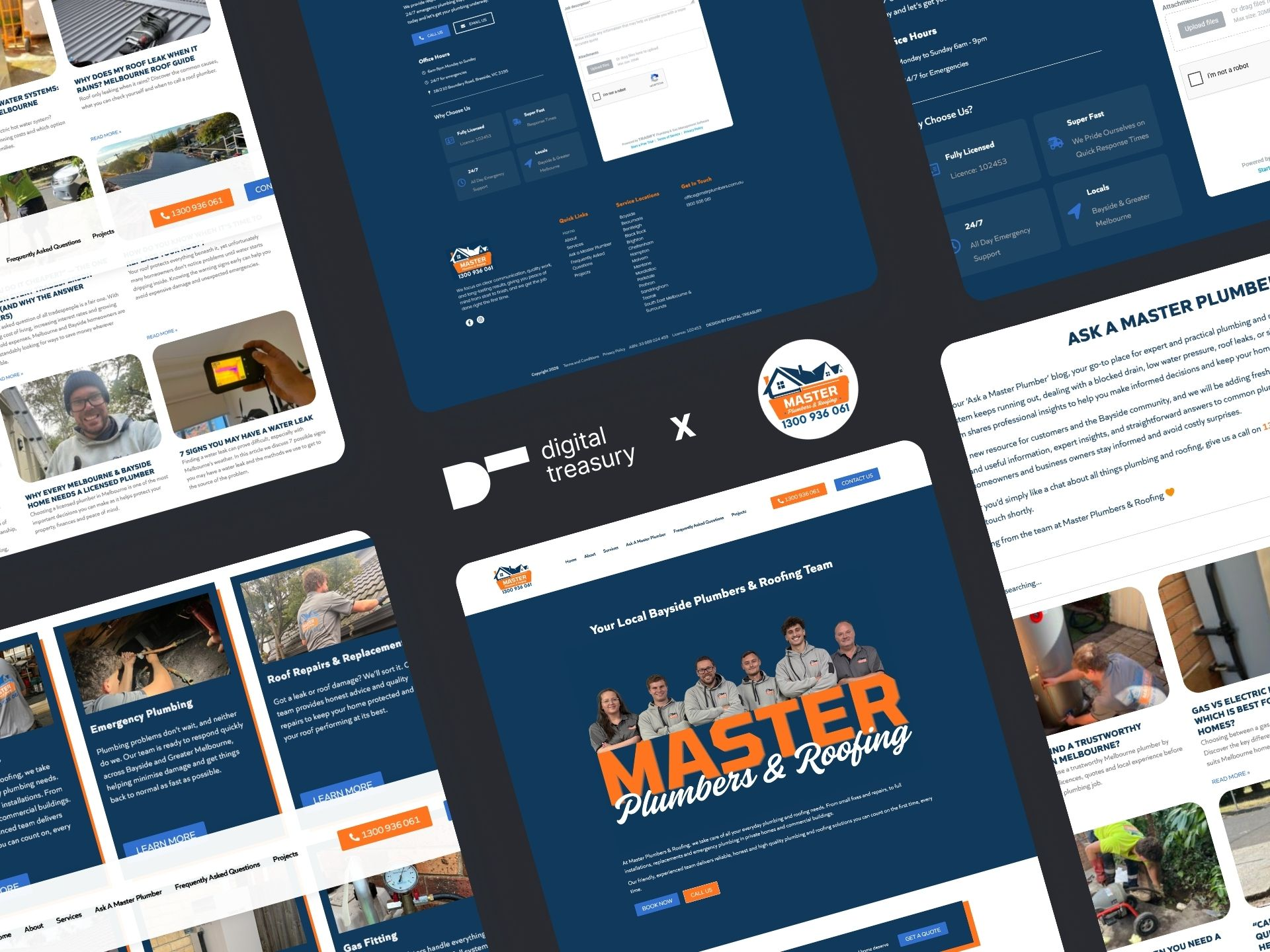 Master Plumbers website design by Digital Treasury