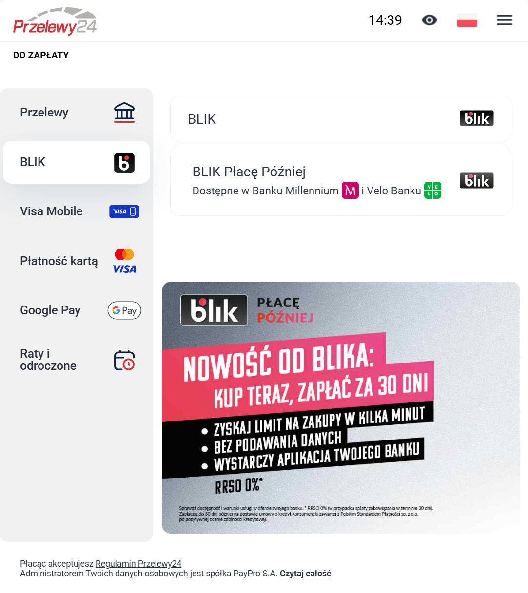 przelewy24 blik