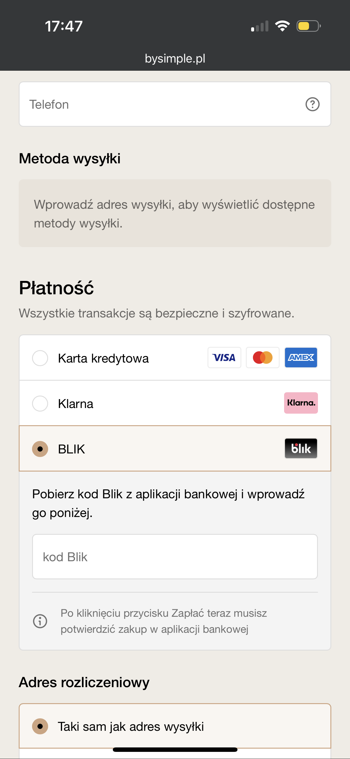 BLIK jako opcja płatności