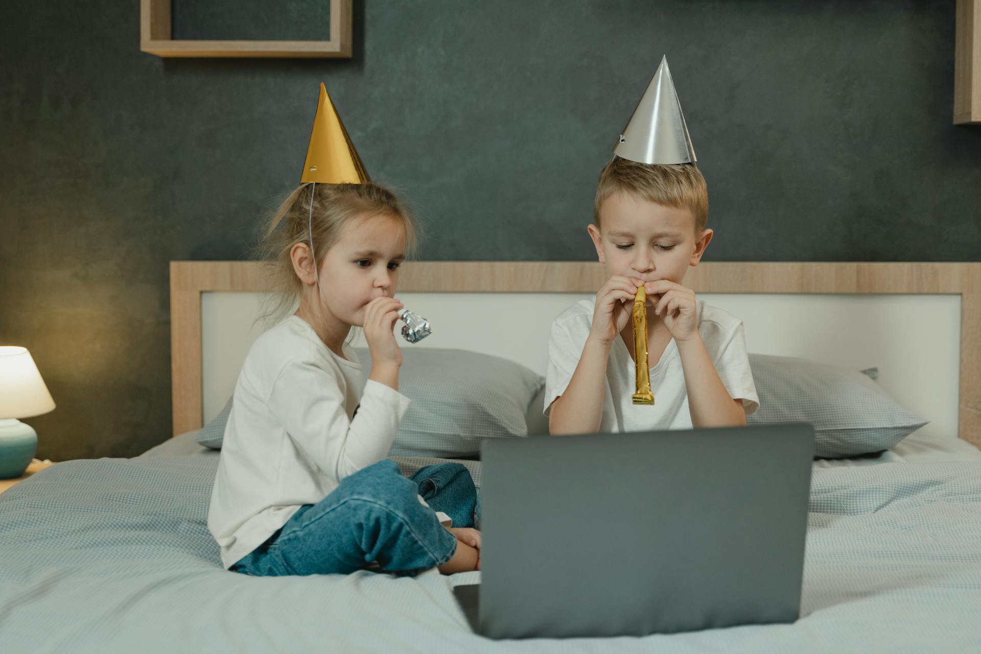 Children making birthday video message