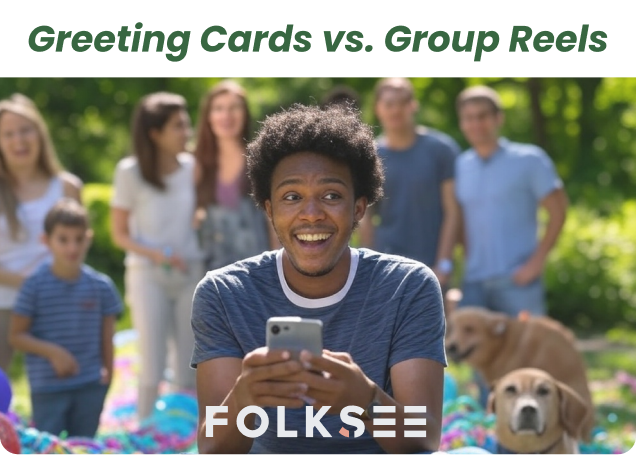 Folksee group video maker: Greeting cards are nice, but a Folksee group reel is unforgettable