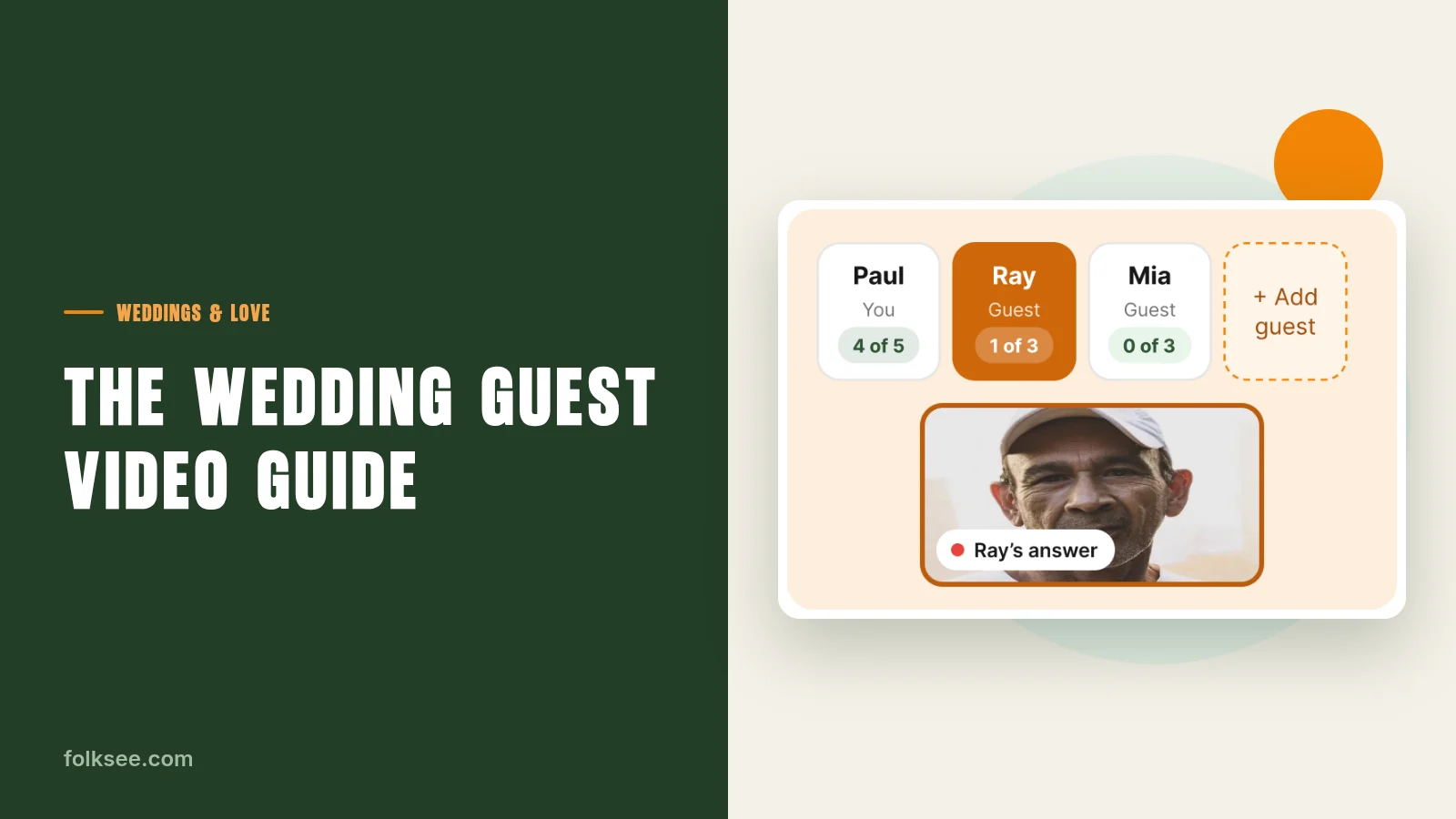 Wedding guest video guide: guests recording wedding video messages in the Folksee app