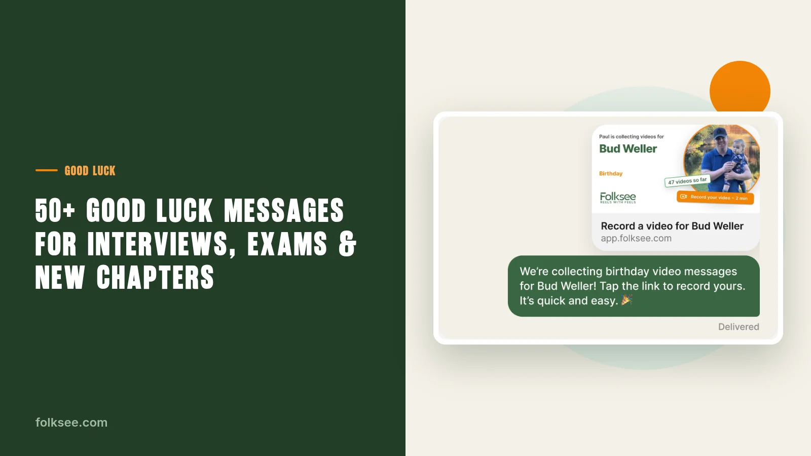 Good luck messages: friends recording good luck video messages in the Folksee app