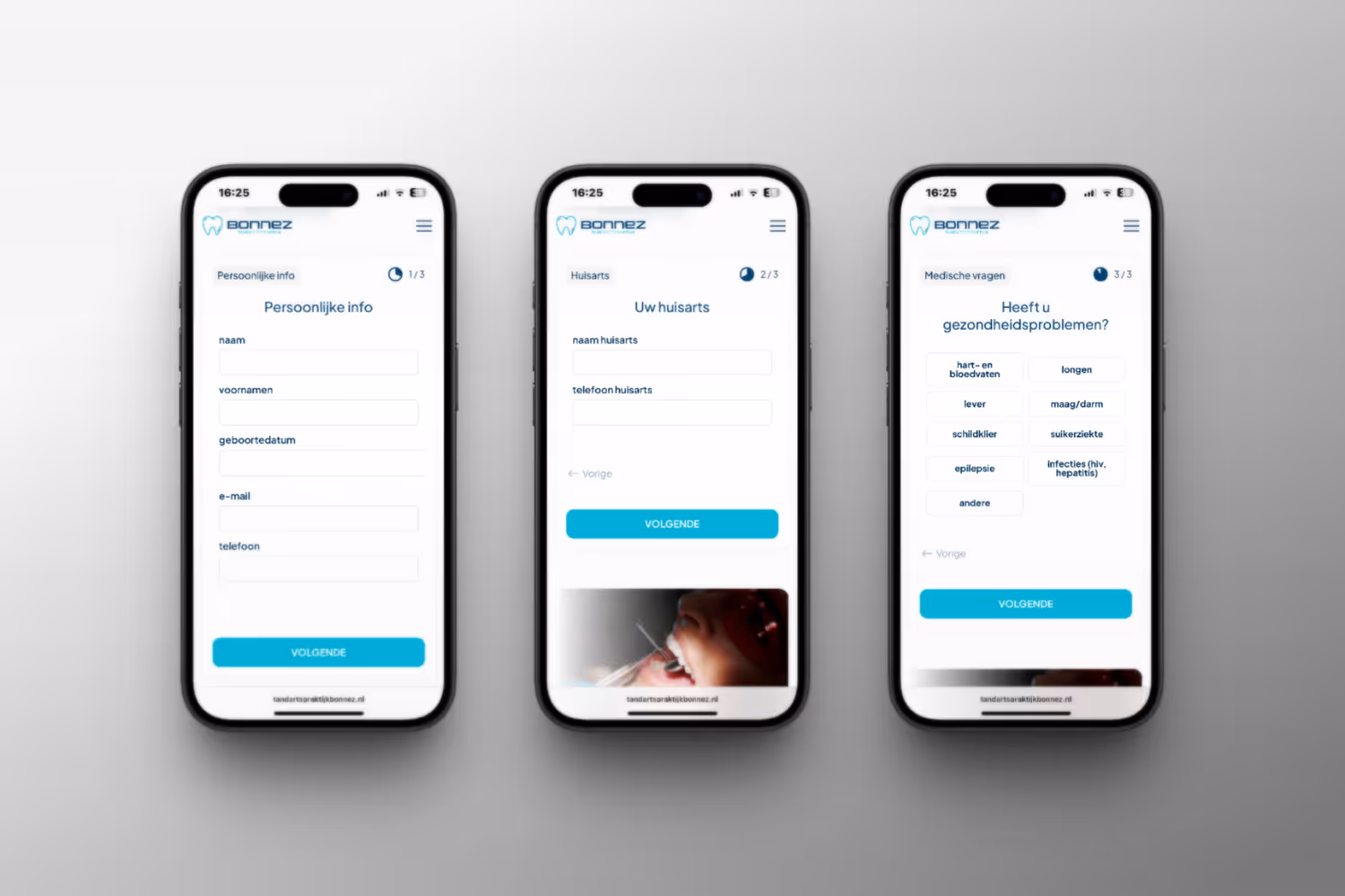 Meerdere pagina's van tandarts Bonnez