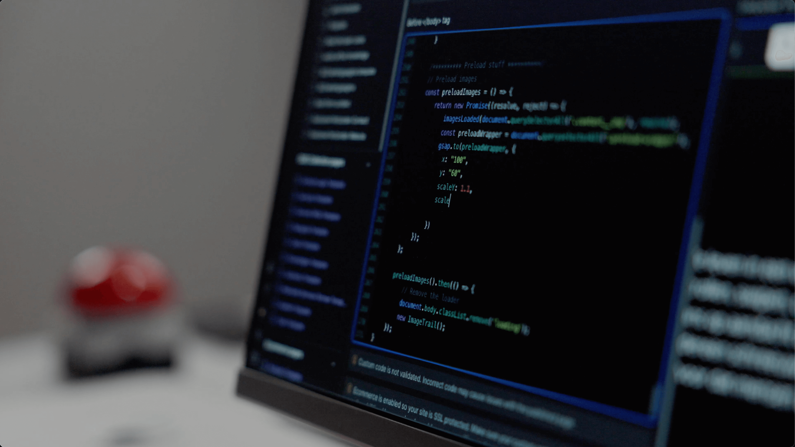 Scherm waar code op te zien is