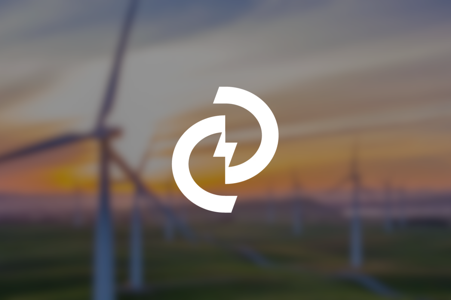 Een windmolen achtergrond, met het DC Energy Trading logo