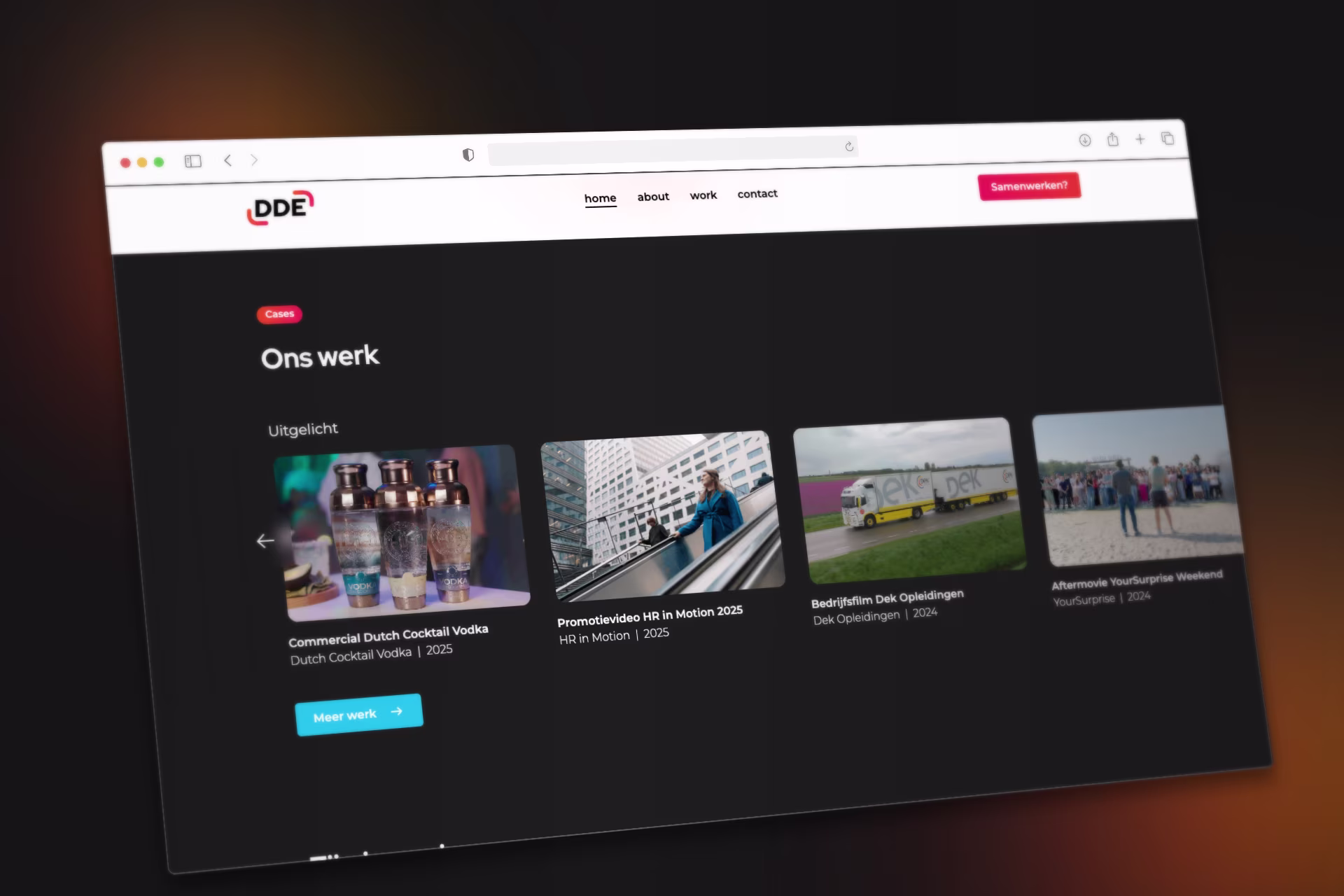 Website van DDE, ons werk pagina