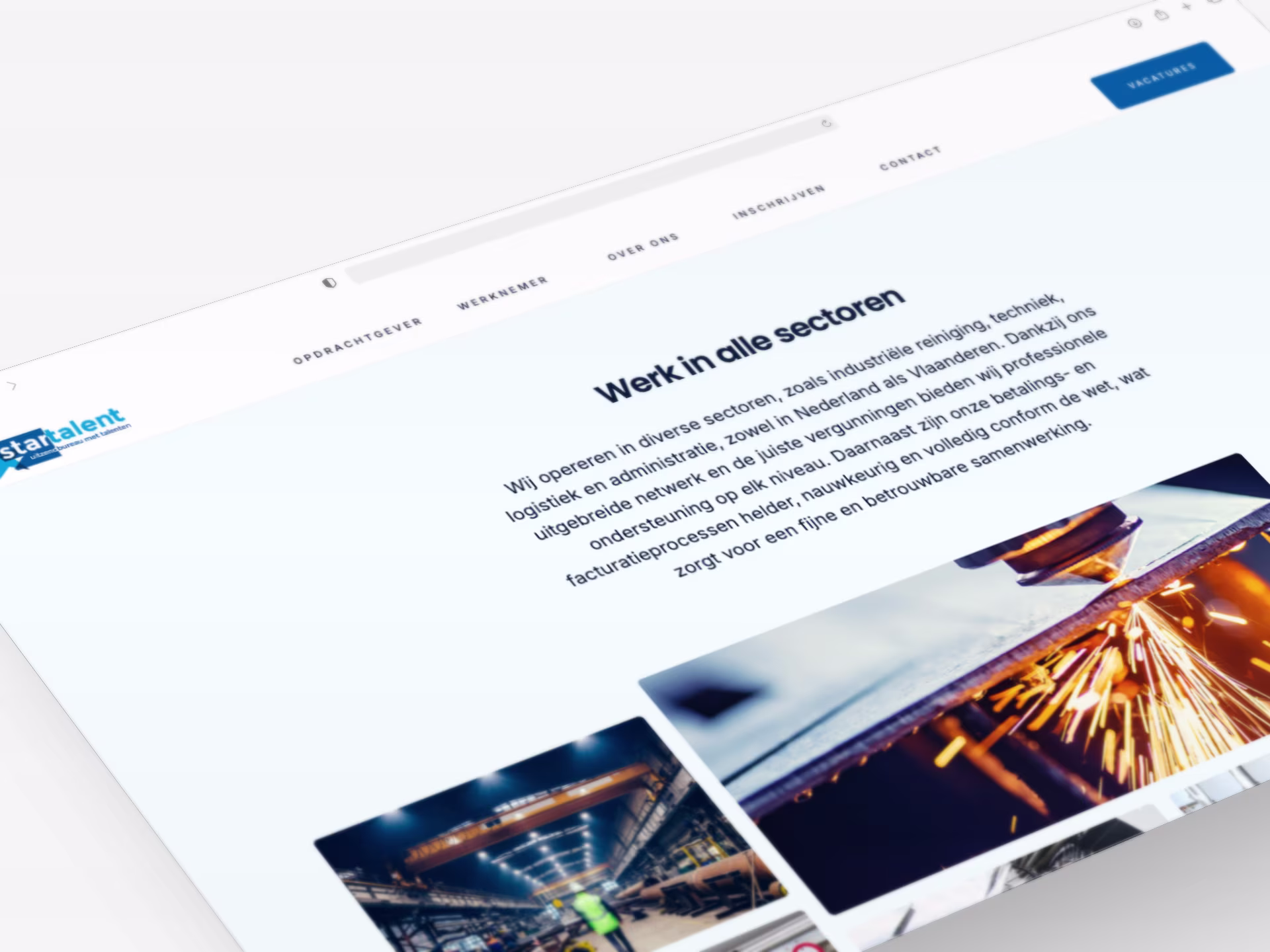 Visual shot van de Startalent website