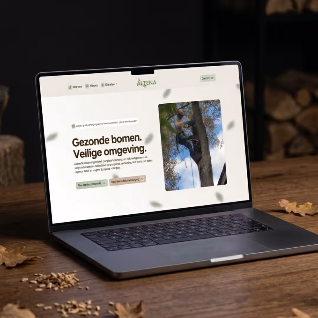 Voorbeeld van de homepage van Altena Boomverzorging