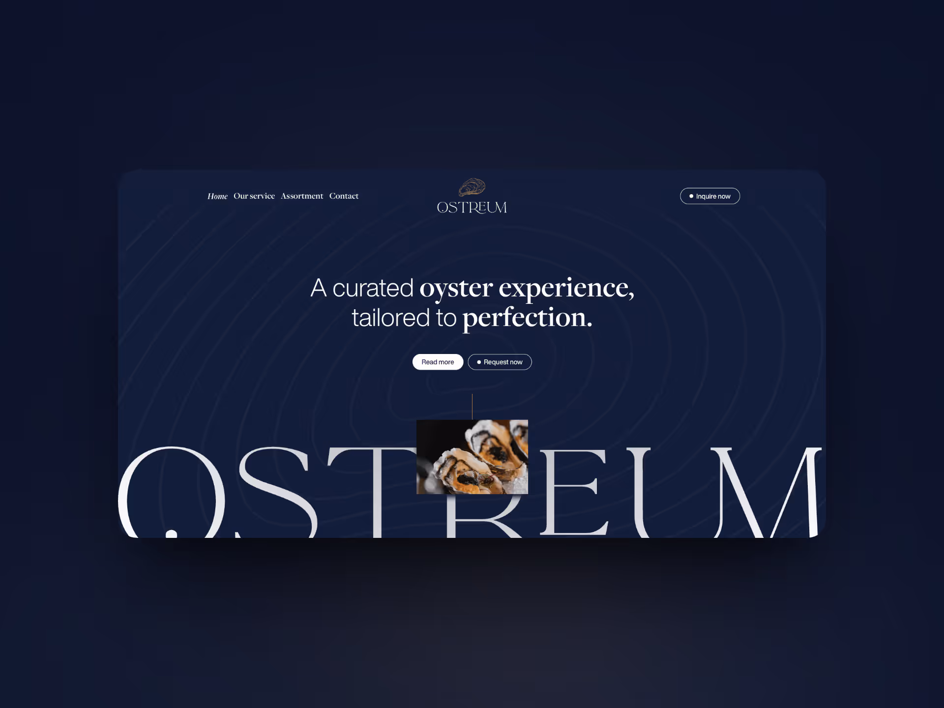 Voorbeeld van de landingspagina van Ostreum