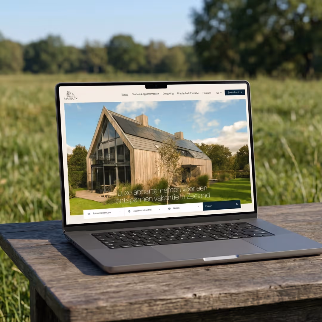 Voorbeeld van de homepage van Parelduyn