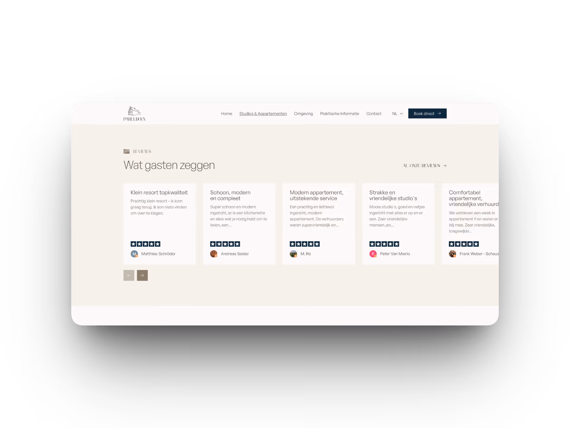 Review sectie van parelduyn