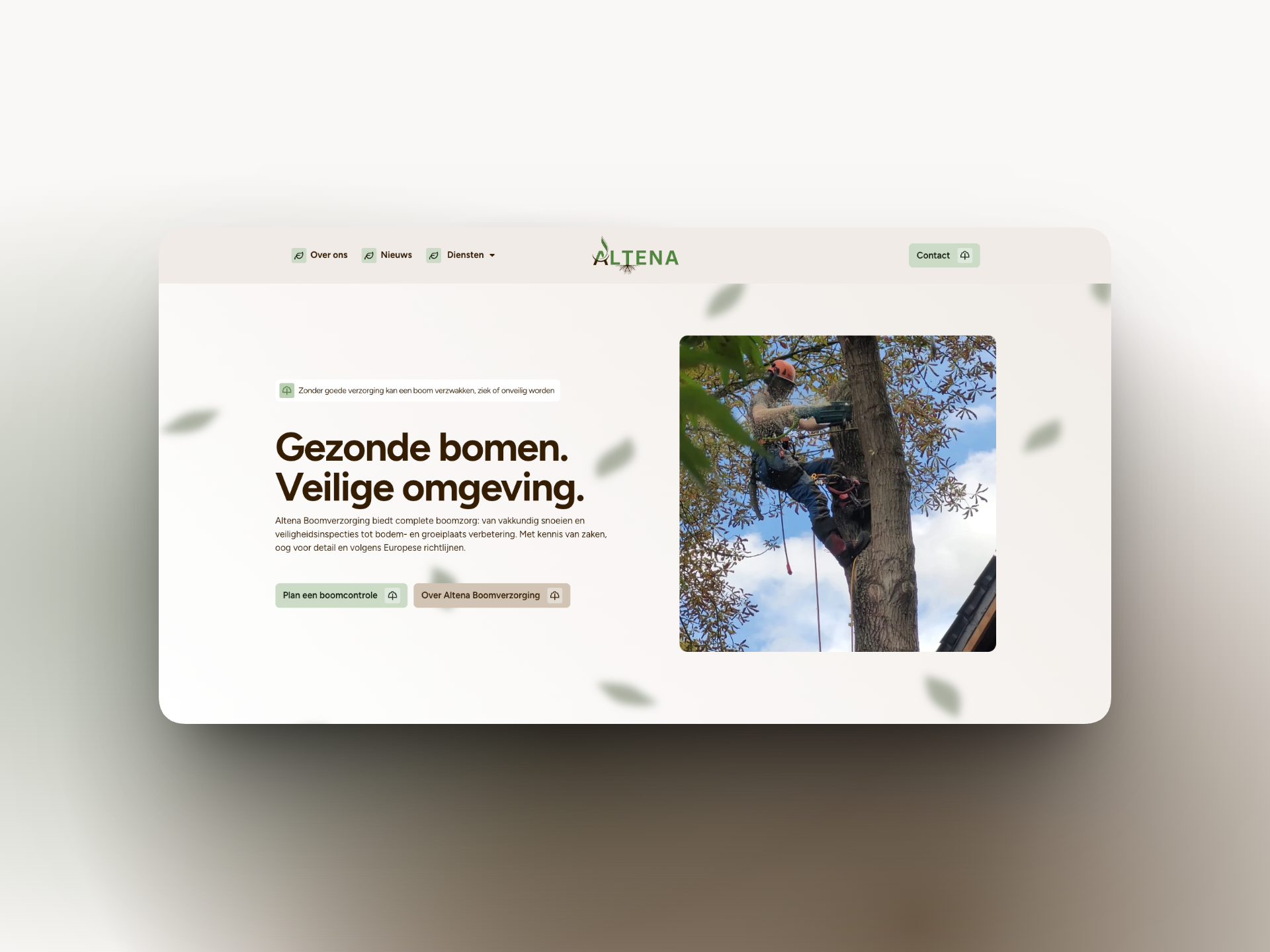 Landingspagina van Altena Boomverzorging gemaakt door HYPE Agency