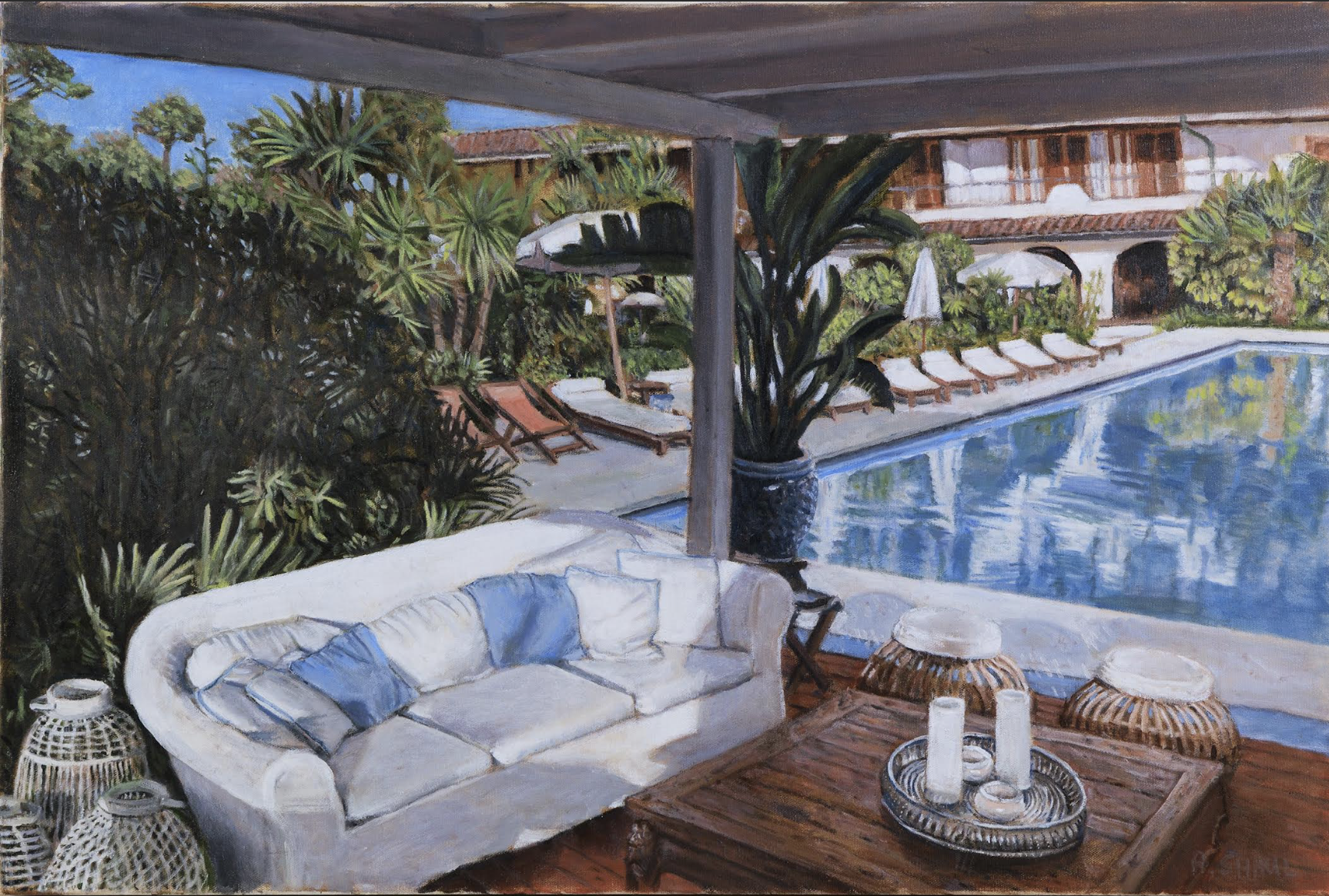 Outdoor Couch and Swimming Pool 