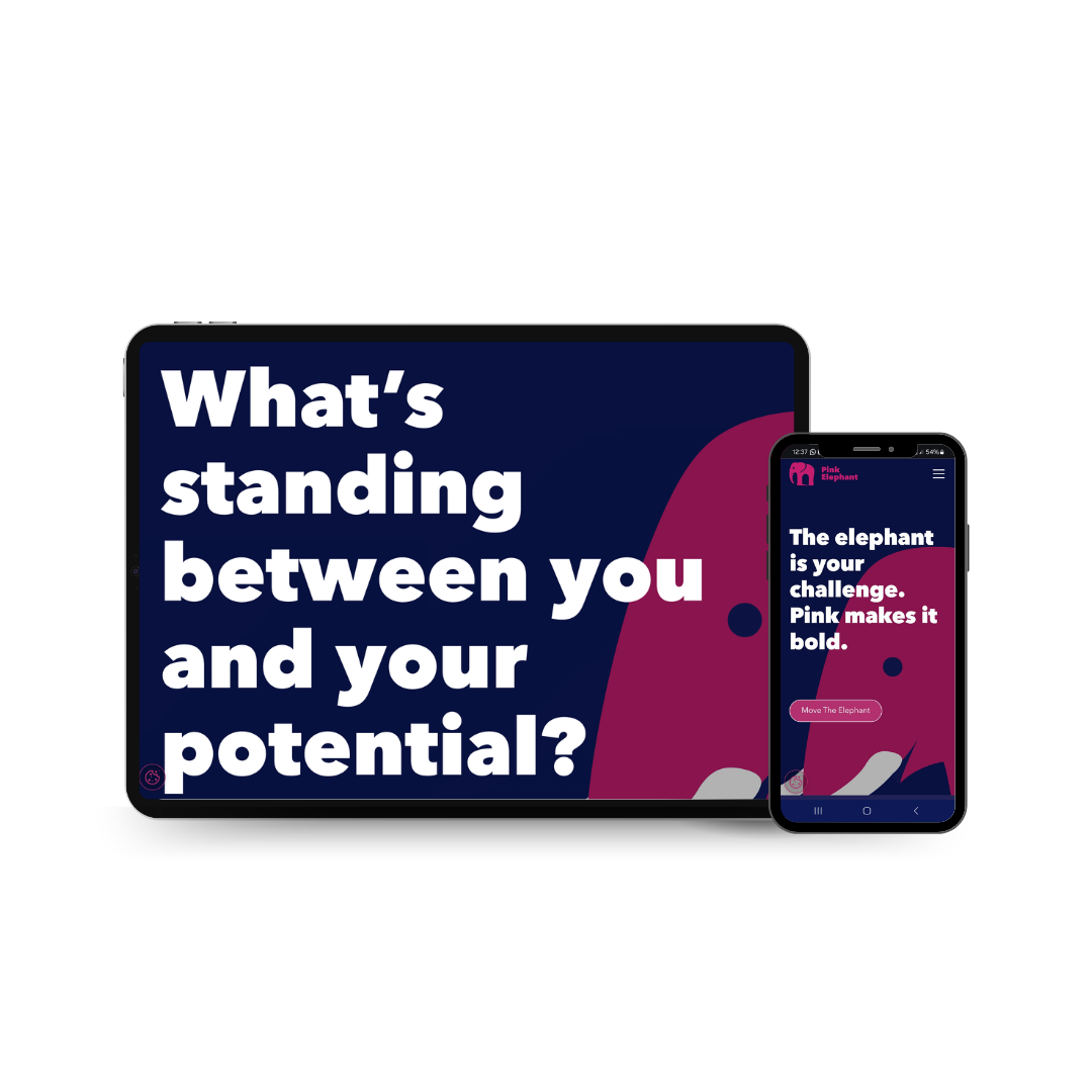 mobile e tablet mockup pink elephant coaching web design leone finzi