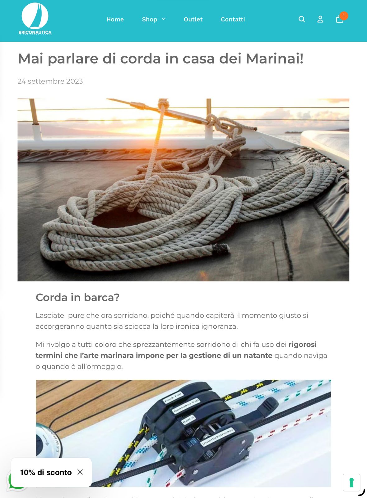 schermata dal sito briconauticashop, web design leone finzi