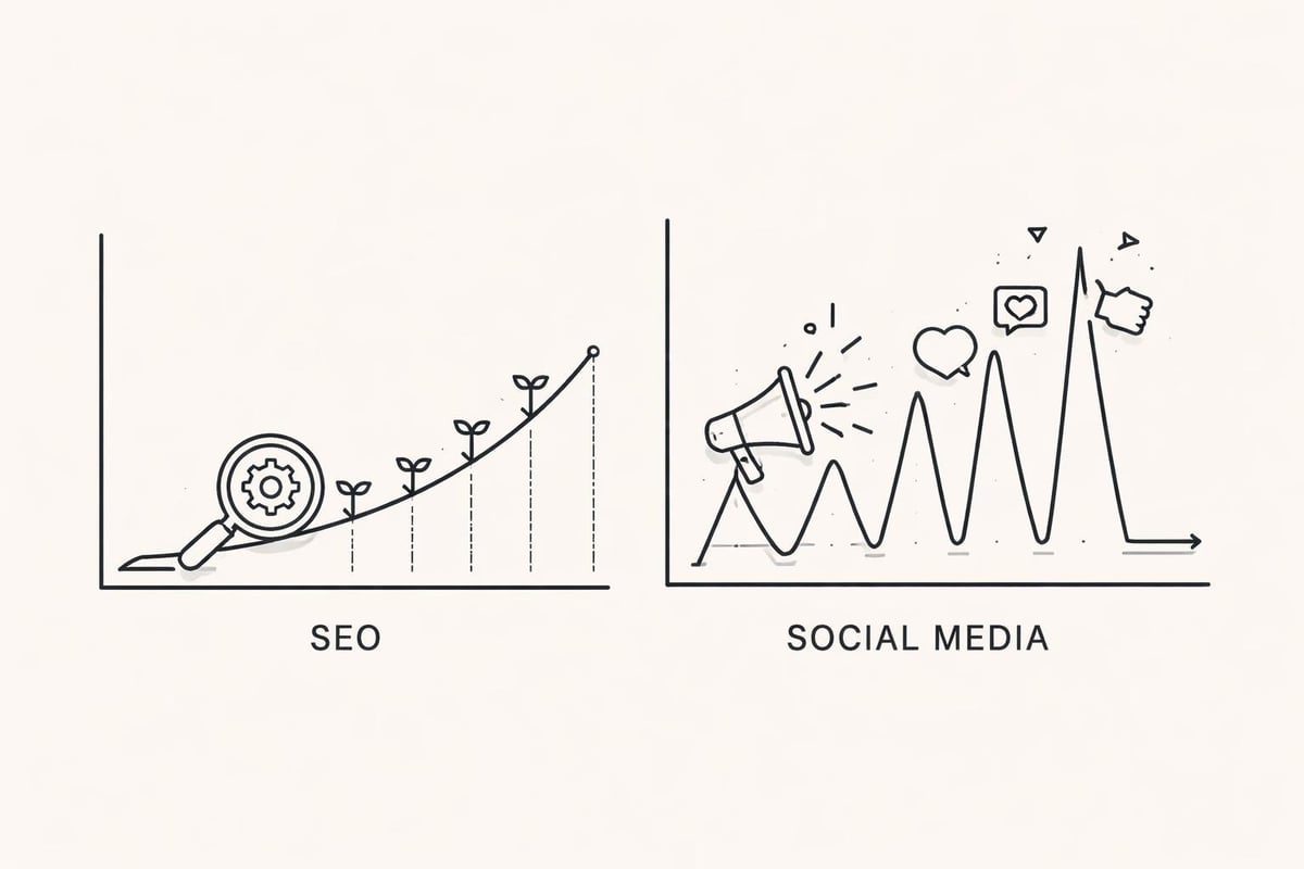 Timeline confronto SEO social media