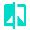 Two overlapping rectangles with a split arrow, symbolizing matching