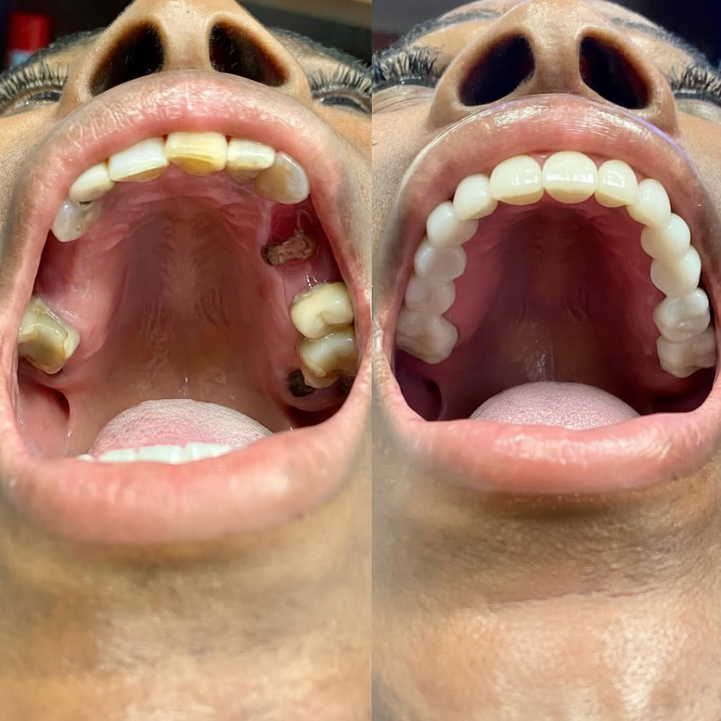 Before-and-after oral surgery and dental implants from our family dentist in Northlake near North Charlotte