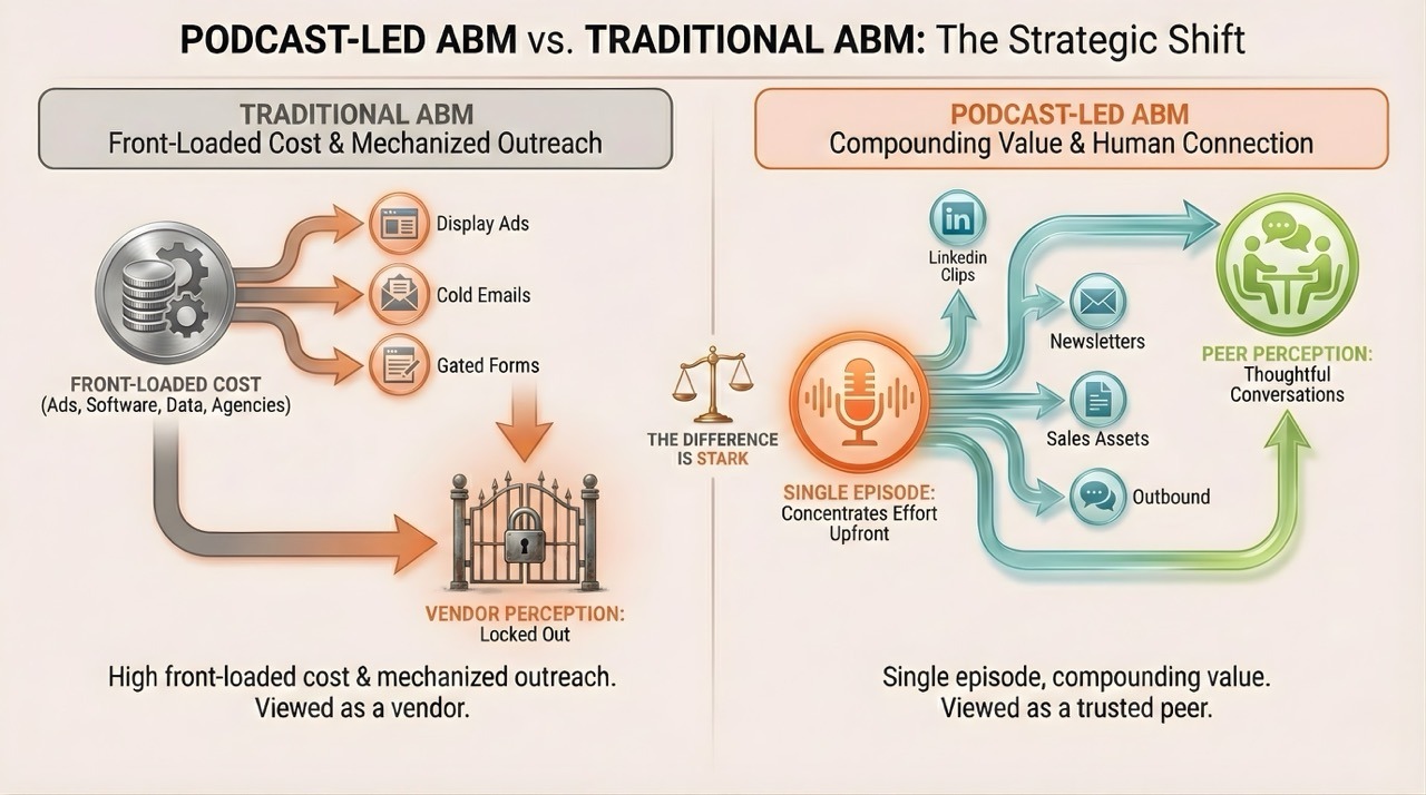 Podcast-led ABM vs Traditional ABM