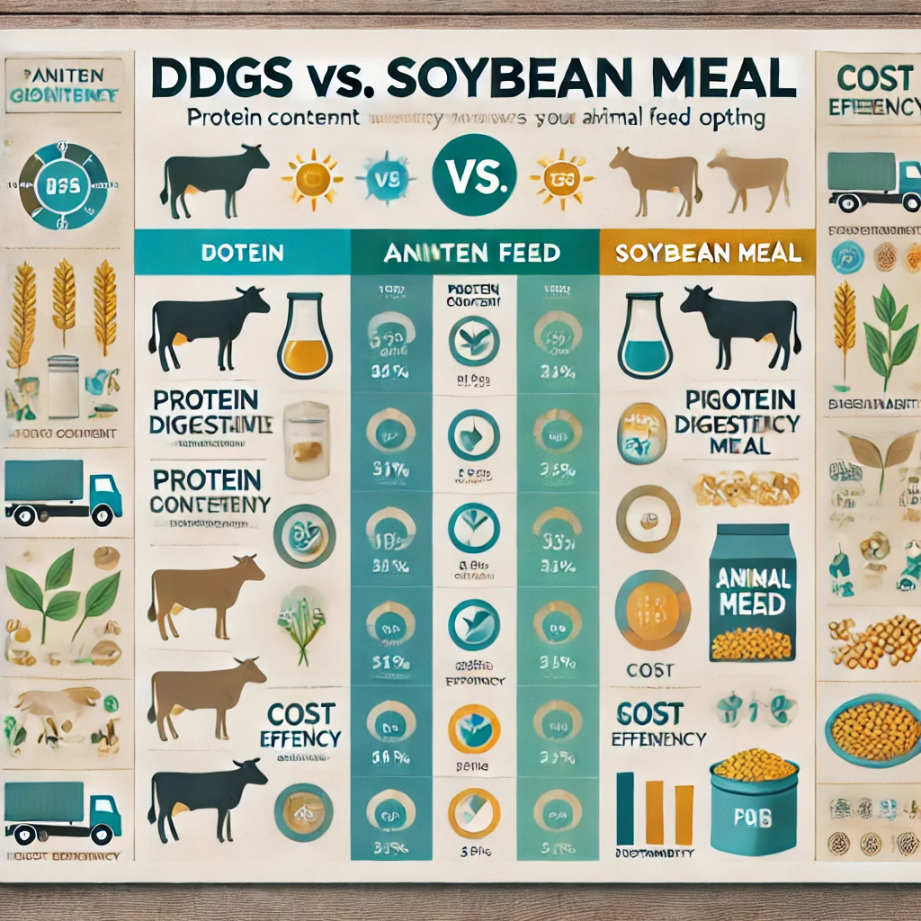 Comparison of DDGS and soybean meal for livestock feed – protein and cost analysis