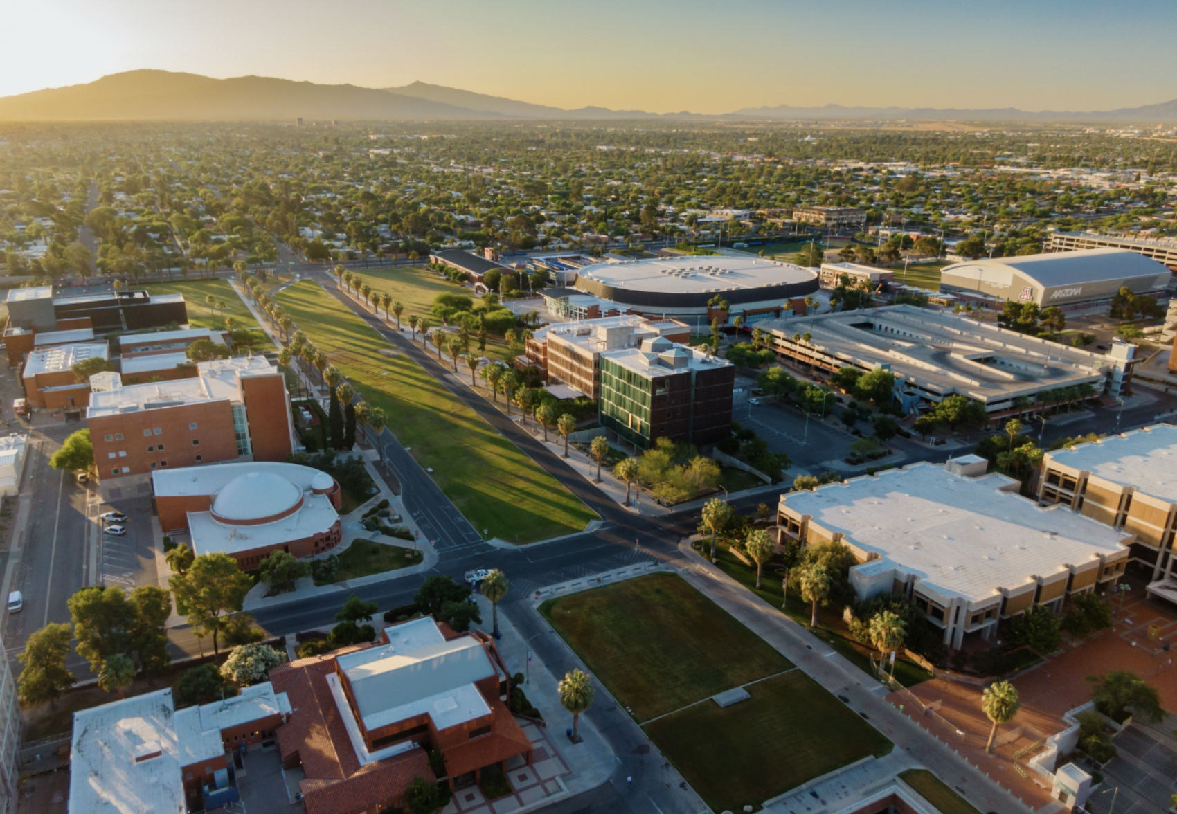 Aerial view of  University of Arizona stock image