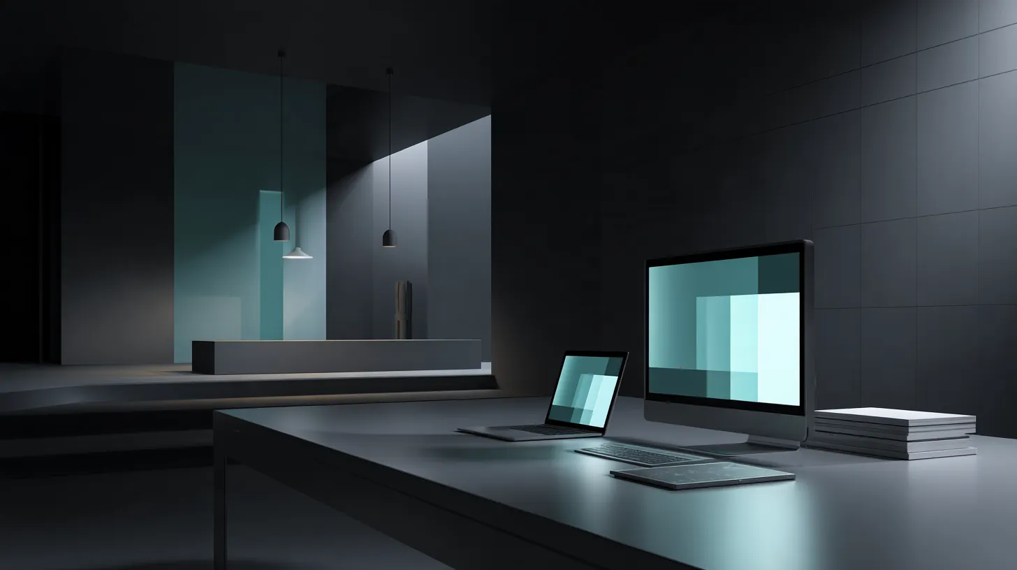 Laptop with design work on a studio desk