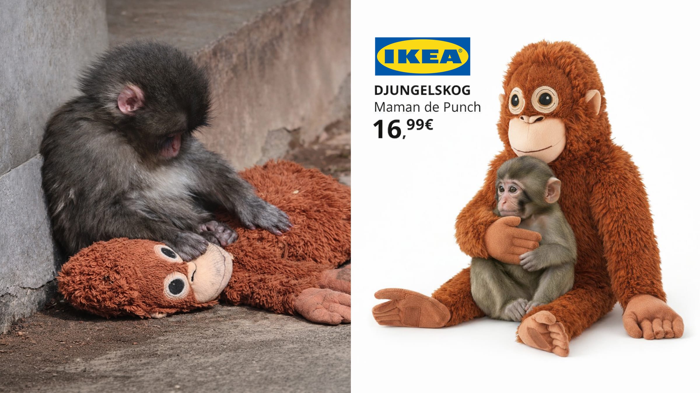 Rejeté par sa mère, ce bébé macaque s'est attaché à une peluche IKEA devenue virale - Creapills
