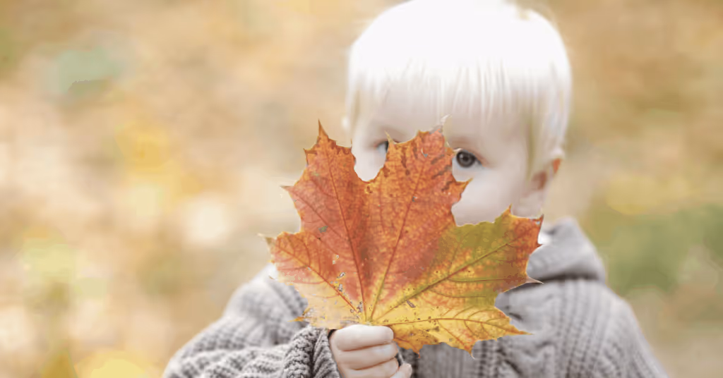 Child with leaf