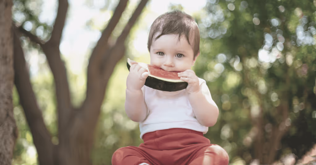 Child eating watermelon