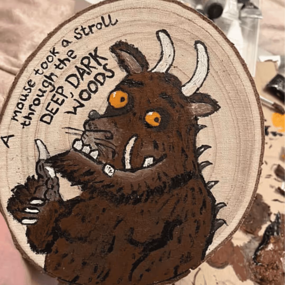 The gruffalo story log art