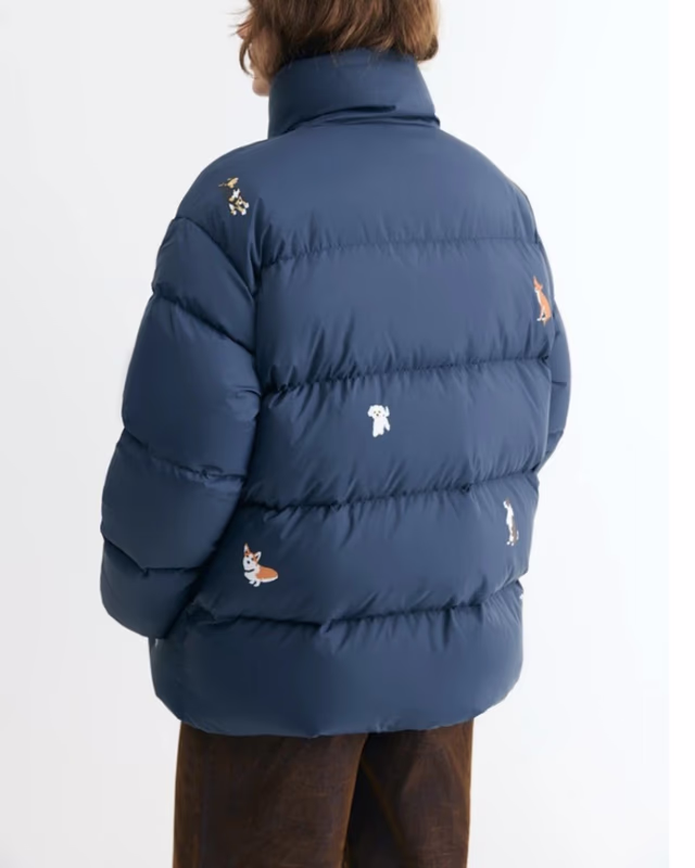 Пуховик короткий оверсайз с принтом DAISYKNIT