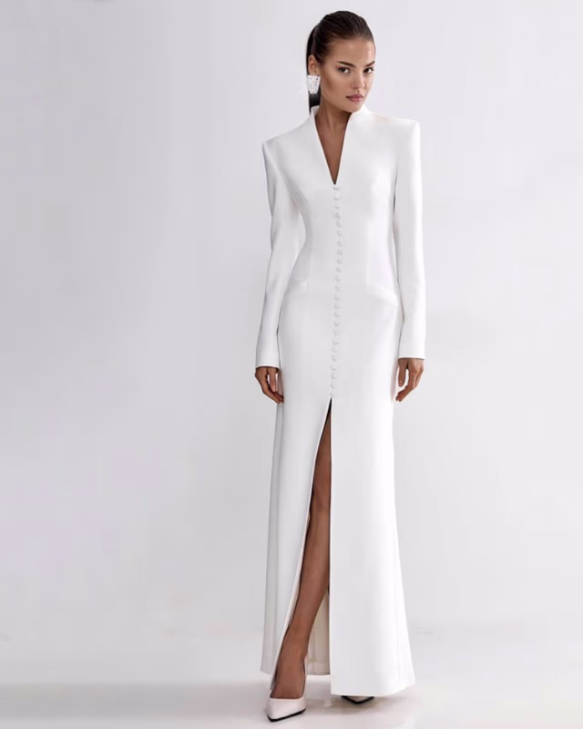 Платье в пол с фигурным вырезом LN