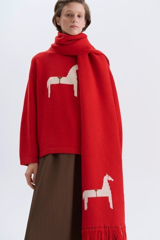 Шарф из шерсти с принтом DAISYKNIT