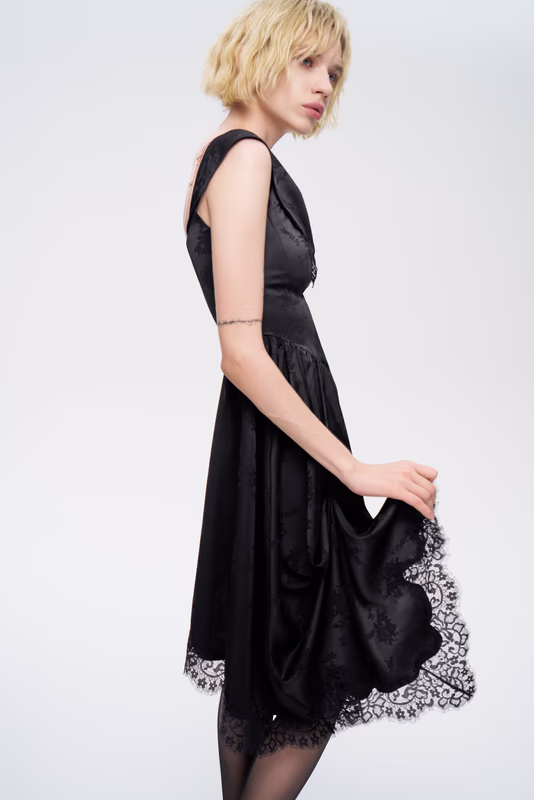 Платье из атласного жаккарда с кружевом LIME