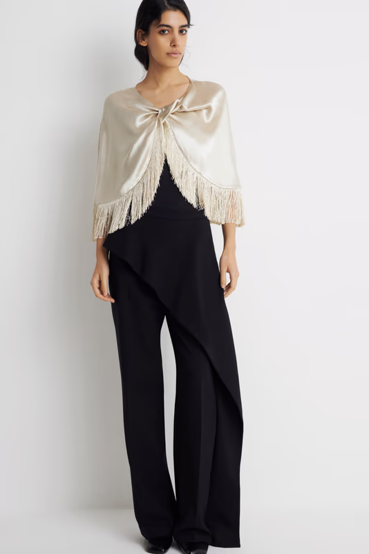 Атласный кейп с бахромой LIME